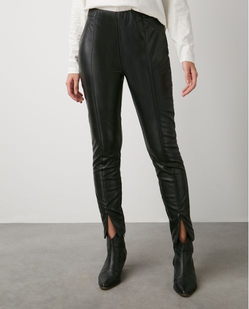 Pantalón de Mujer, Skinny Fit Tiro Alto Bota Ajustada - Diseño Tipo Cuero