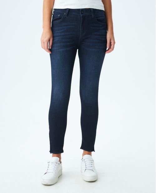 Jean de Mujer High Rise, Cosmo, Bota Skinny - Azul Ultra Oscuro Cierre en Bota