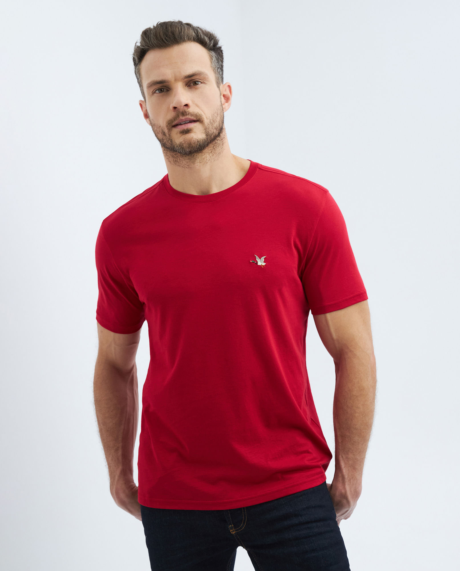 Camiseta Básica de Hombre, Slim Fit Cuello Redondo - Algodón Pima