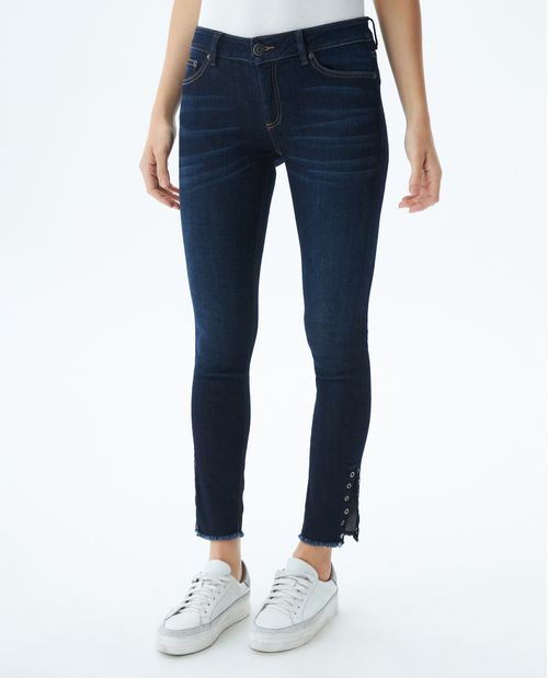 Jean de Mujer Low Rise, Rusty, Bota Skinny - Azul Ultra Oscuro