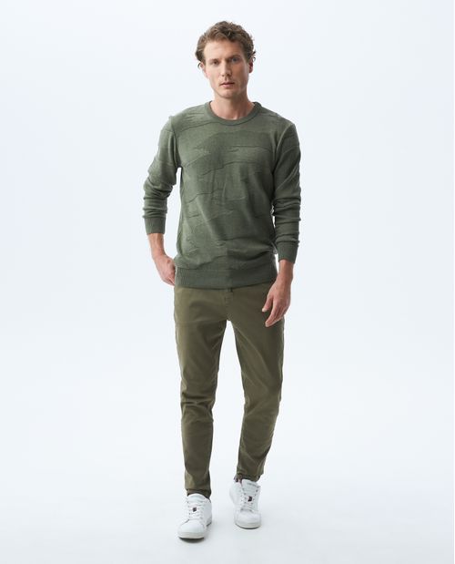 Suéter Tejido para Hombre, Cerrado Cuello Redondo - Textura Camuflada