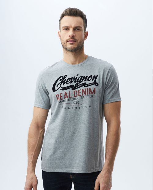 Camiseta Gráfica de Hombre, Classic Fit Cuello Redondo - Estampación Textil + Flock