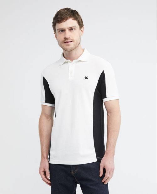 Camiseta de Hombre Tipo Polo, Slim Fit Manga Corta - Bloques en Costados