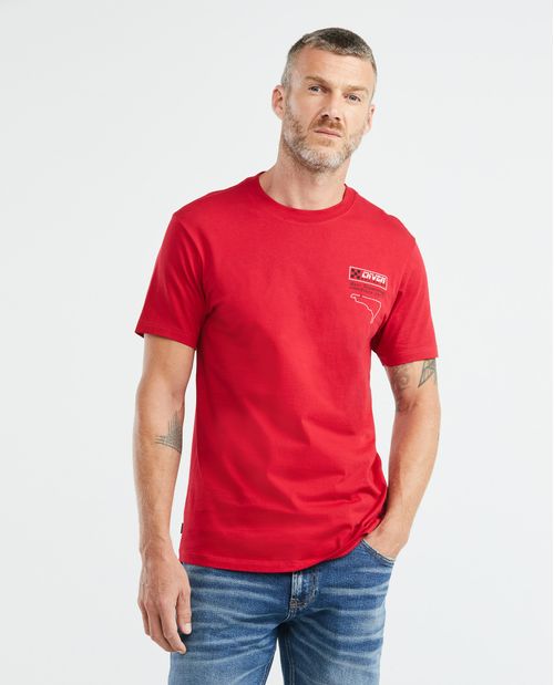 Camiseta Gráfica de Hombre, Slim Fit Cuello Redondo - Diseño Chevignon Racing Estampado Photo Print Espalda