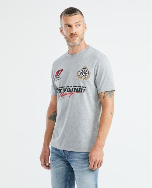 Camiseta Gráfica de Hombre, Slim Fit Cuello Redondo - Chevignon Racing Tela Jaspeda