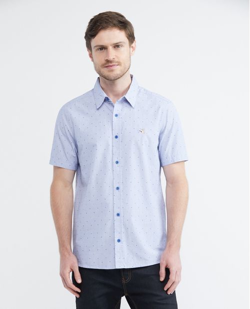 Camisa de Hombre, Slim Fit Manga Corta - Dobby Multicolor