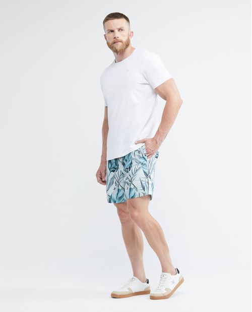 Pantaloneta de Baño Para Hombre, Straight Fit - Hojas Tropicales