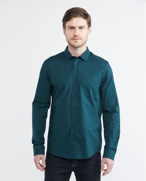 Camisa de Hombre, Slim Fit Manga Larga - Bolsillo de Espada