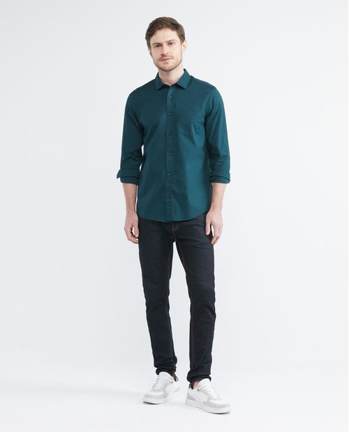 Camisa de Hombre, Slim Fit Manga Larga - Bolsillo de Espada