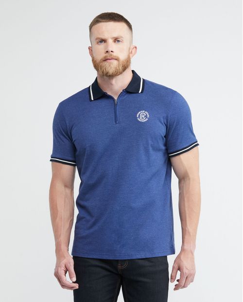 Camiseta de Hombre Tipo Polo, Classic Fit Manga Corta - Perilla con Cierre