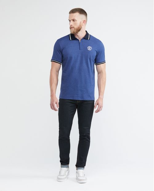 Camiseta de Hombre Tipo Polo, Classic Fit Manga Corta - Perilla con Cierre