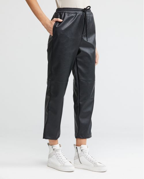 Pantalón de Mujer Tipo Jogger, Tiro Medio Bota Recta - Efecto Cuero