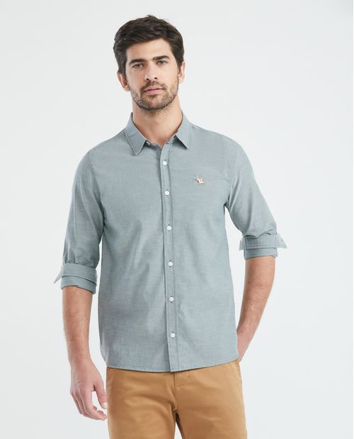 Camisa de Hombre, Slim Fit Manga Larga - Oxford 100% Algodón