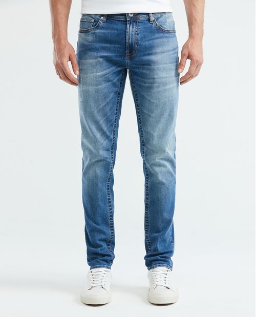 Jean de Hombre Slim Fit, Famous, Bota Slim - Azul Medio Vintage