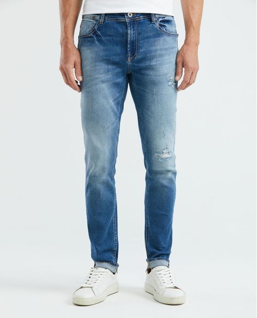 Jean de Hombre Super Slim Fit, Rider, Bota Slim - Azul Medio