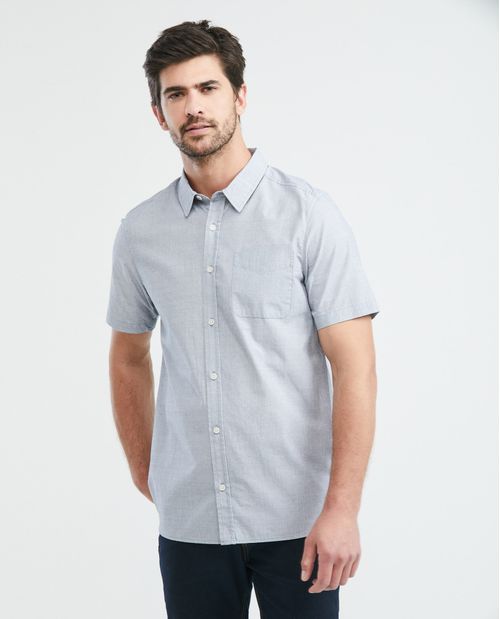 Camisa de Hombre, Slim Fit Manga Larga - 100% Algodón Efecto Dobby