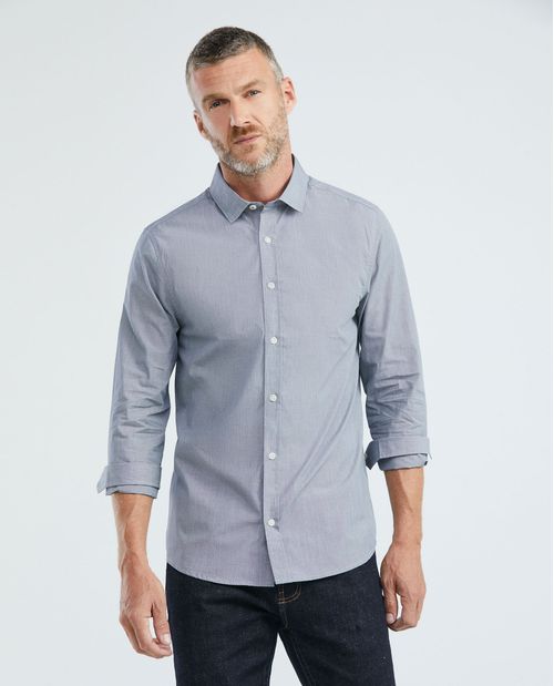 Camisa de Hombre, Slim Fit Manga Larga - Cuello Spread