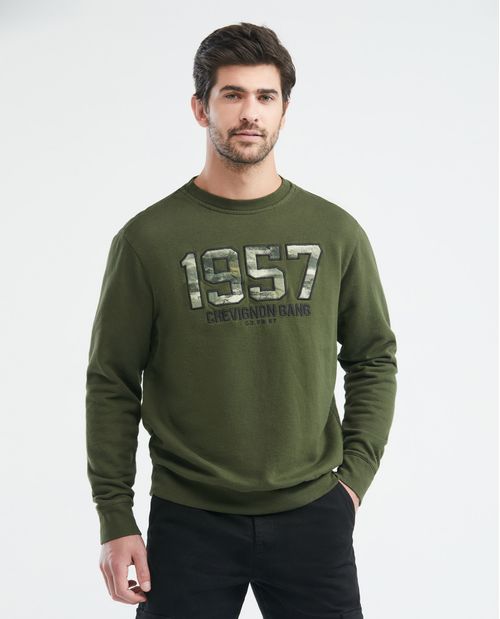 Buzo de Hombre, Cerrado Cuello Redondo - Tipo Sweatshirt con Gráfico Frontal