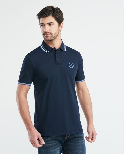 Polos Hombre, Polo Rayas Manga Corta Azul