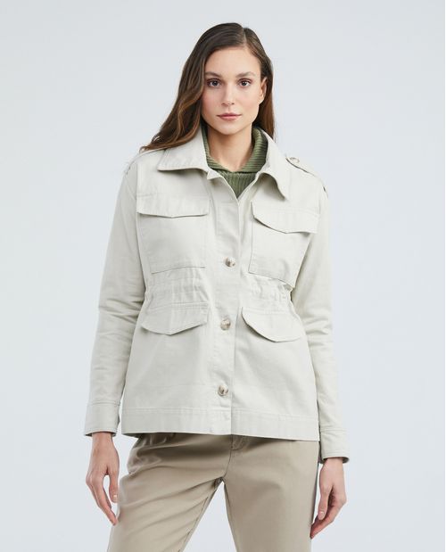 Chaqueta de Mujer, Tipo Parka - 100% Algodón Textura Peach