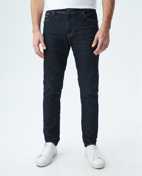 Jean de Hombre Straight Fit, Morrison, Bota Slim - Raw Azul Ultra Oscuro