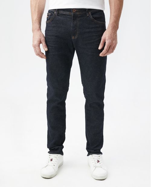 Jean de Hombre Straight Fit, Morrison, Bota Slim - Raw Azul Ultra Oscuro