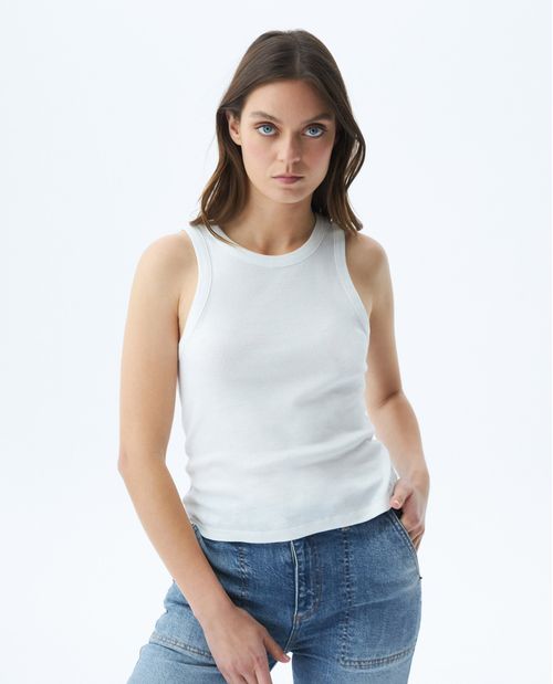 Camiseta Básica de Mujer, Manga Sisa Cuello Redondo - Tipo Tank