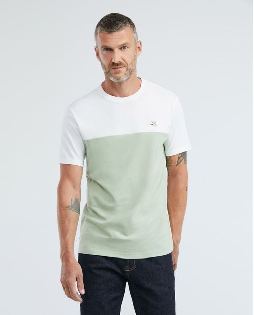 Camiseta de Hombre, Slim Fit Cuello Redondo - Bloques de Color