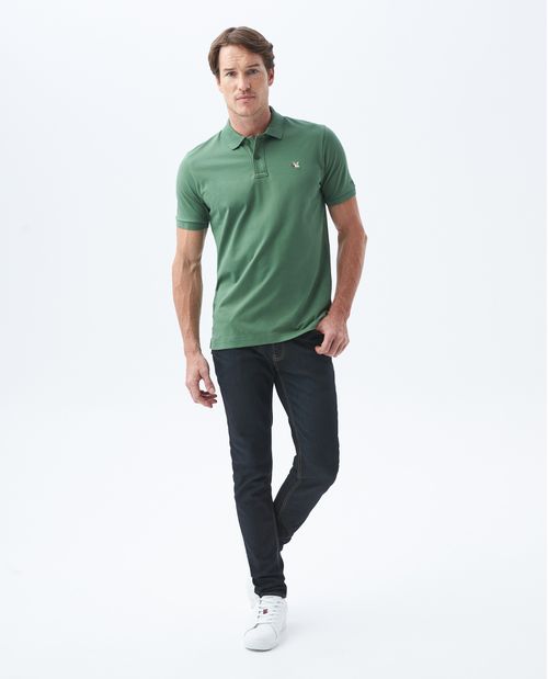 Camiseta de Hombre Tipo Polo, Slim Fit Manga Corta - Piqué Algodón + Elastano