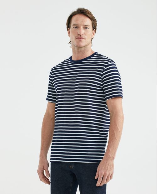 Camiseta de Hombre, Slim Fit Cuello Redondo - Rayas
