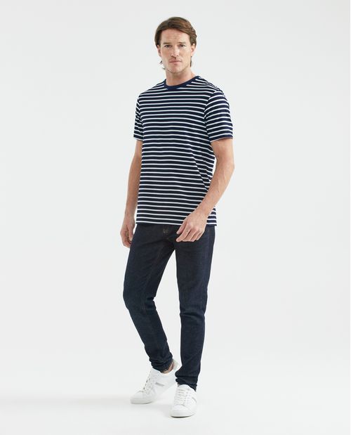 Camiseta de Hombre, Slim Fit Cuello Redondo - Rayas