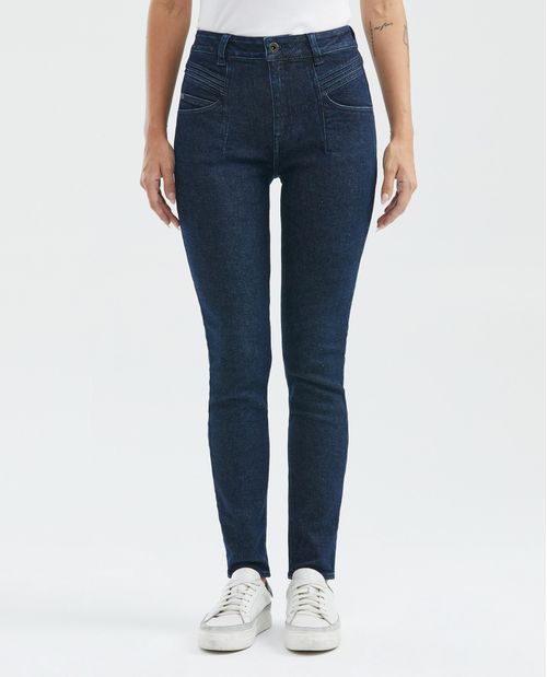 Jean de Mujer Super High Rise, High Cosmo, Bota Skinny - Azul Oscuro Detalles de Construcción