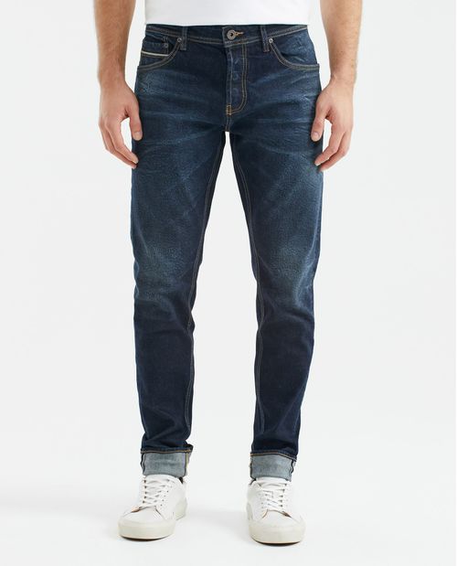 Jean de Hombre Super Slim Fit, Rider, Bota Super Slim - Selvedge Azul Oscuro Vintage