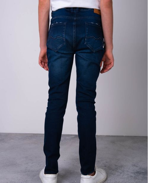 Jean de Niño 5 Bolsillos, Silueta Ajustada - Azul Oscuro