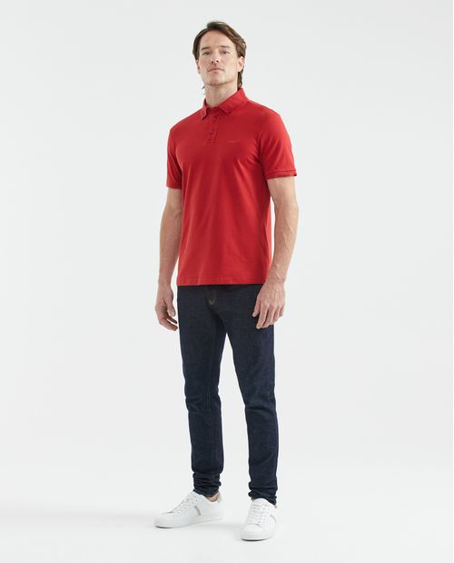 Camiseta de Hombre Tipo Polo, Slim Fit Manga Corta - Cuello Button Down