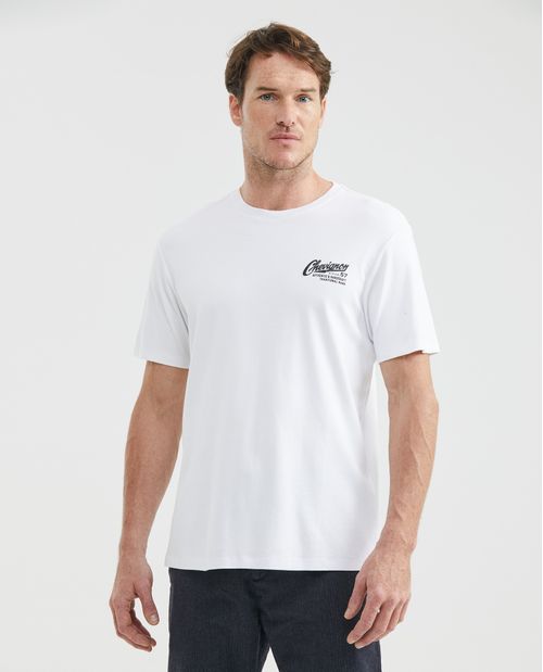 Camiseta Gráfica de Hombre, Classic Fit Cuello Redondo - Jaspe Estampación Textil
