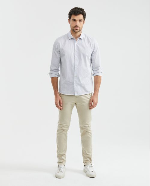 Camisa de Hombre, Slim Fit Manga Larga - Cuello Spread