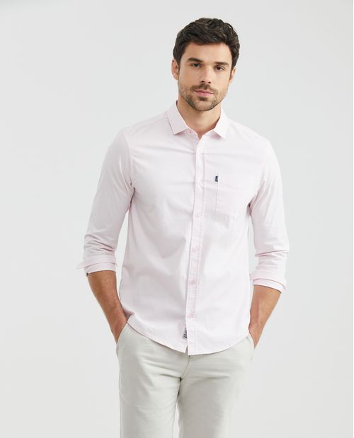 Camisa de Hombre, Slim Fit Manga Larga - Básica con Bolsillo