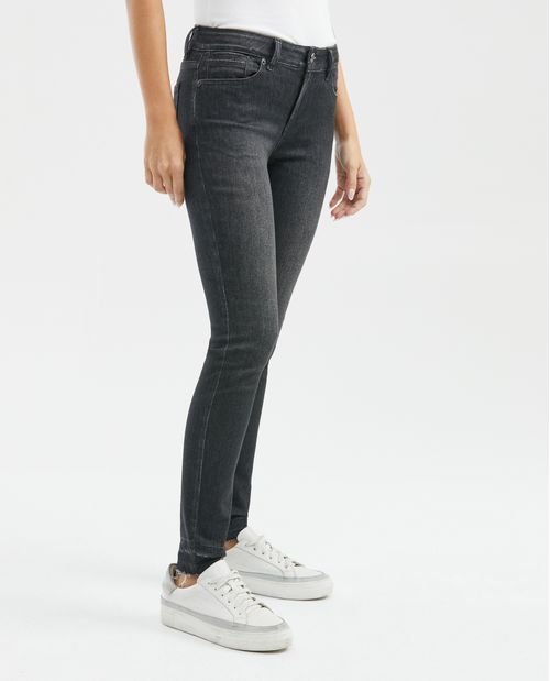 Jean de Mujer Low Rise, Rusty, Bota Skinny - Gris Oscuro