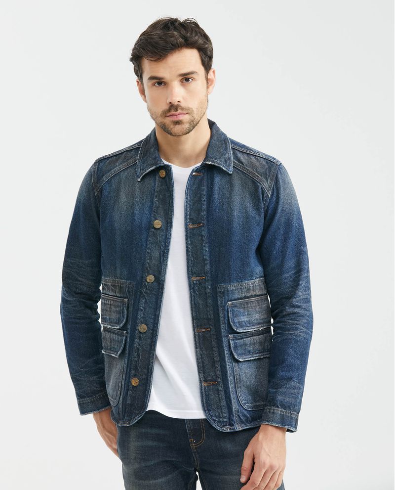 Chaqueta de Hombre en Denim, Tipo Militar Straight Fit Heritage