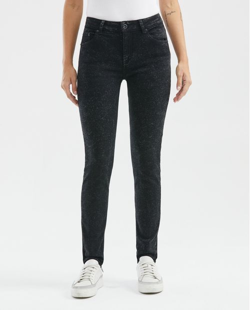 Jean de Mujer High Rise, Cosmo, Bota Skinny - Gris Oscuro Efecto Galaxy