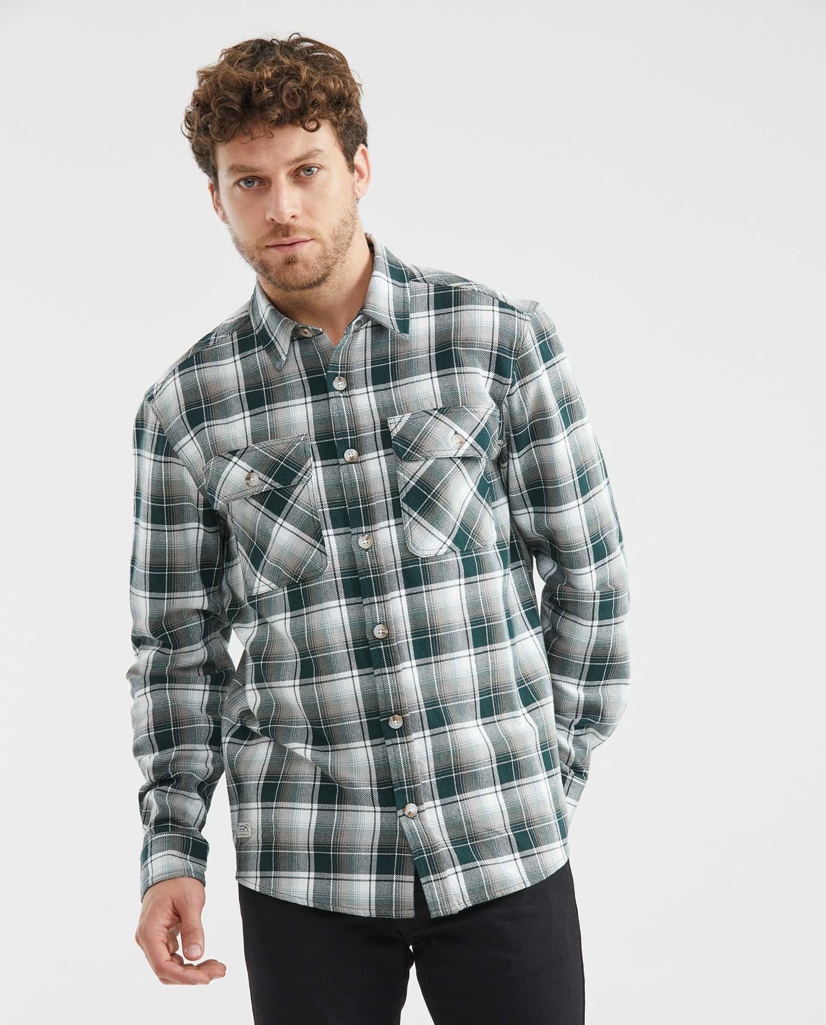 Camisa Hombre Camisa De Manga Larga A Cuadros Para Hombre, Ajuste