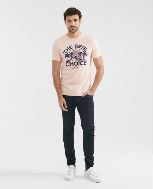 Camiseta Gráfica de Hombre, Slim Fit Cuello Redondo - Estampación Textil