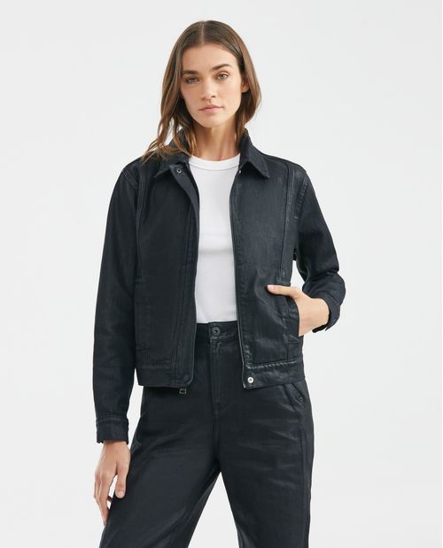 Chaqueta de Mujer en Denim, Tipo Trucker Straight Fit - Azul Ultra Oscuro