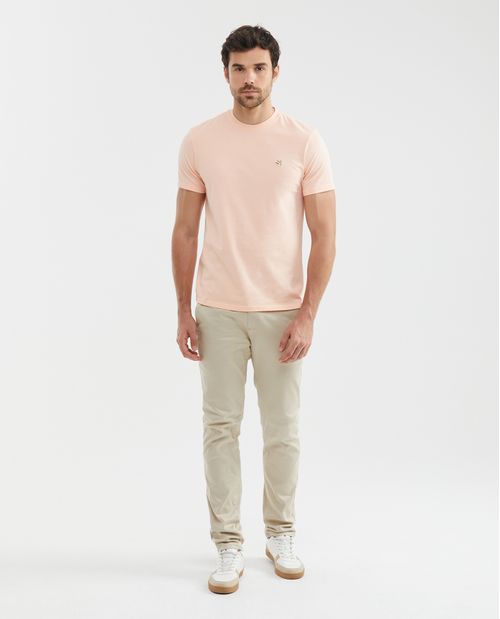 Camiseta Básica de Hombre, Slim Fit Cuello Redondo - 100% Algodón
