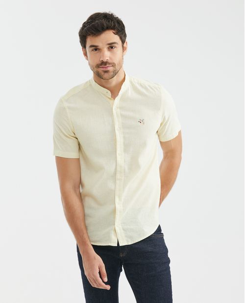 Camisa de Hombre, Slim Fit Manga Corta - Cuello Nerú