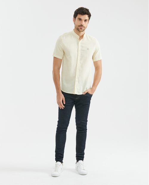 Camisa de Hombre, Slim Fit Manga Corta - Cuello Nerú