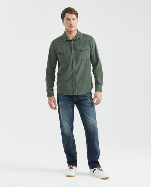 Camisa de Hombre, Slim Fit Manga Larga - Corduroy