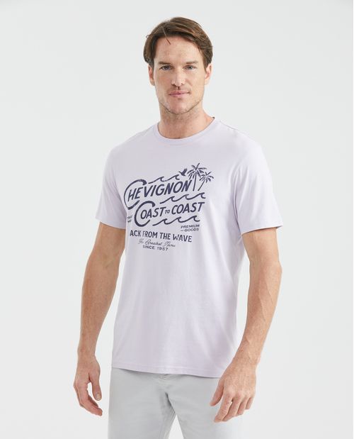 Camiseta Gráfica de Hombre, Slim Fit Cuello Redondo - Estampación Textil