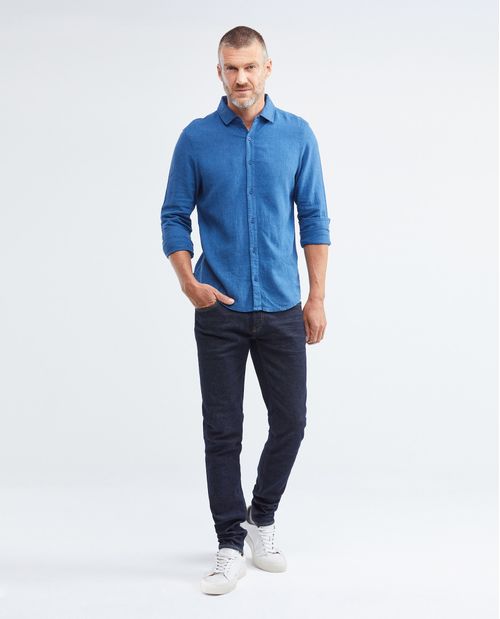 Camisa de Hombre, Slim Fit Manga Larga - Hilos de Denim